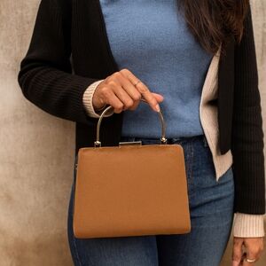 Handcrafted Tan Suede Clutch By Indiaura